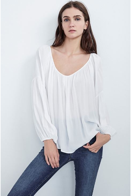 LONG SLEEVED PEASANT TOP