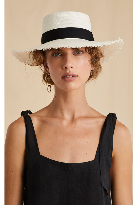 RUFFLE ME CLASSIC WHITE STRAW BOATER