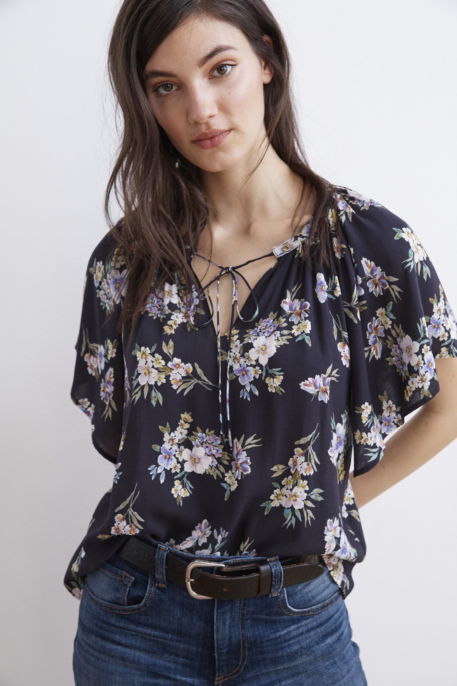 DELMIS PRINTED TOP- VELVET SUMMER 19 Boxing Day Sale