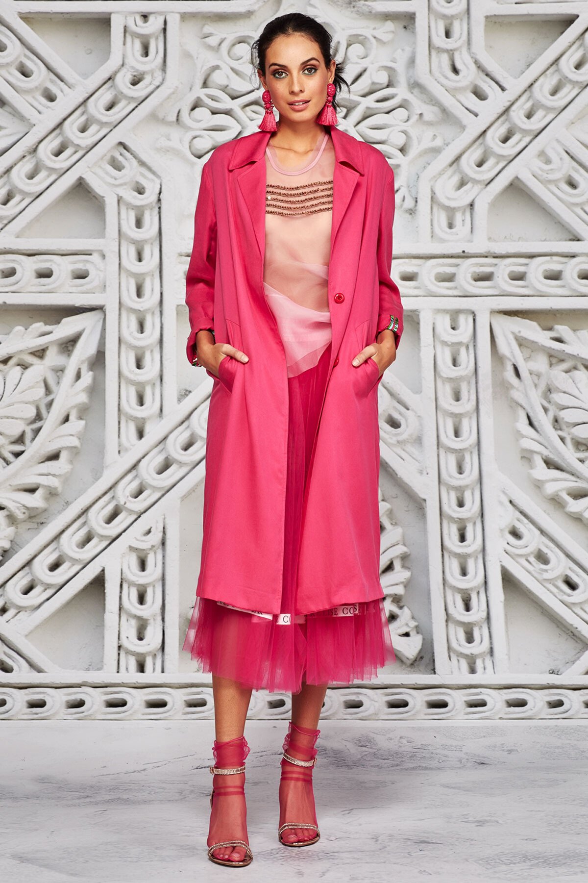 Hot pink deals duster coat