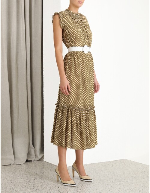 Silk Frill Midi Dress Zimmermann S20 Boxing Day Sale