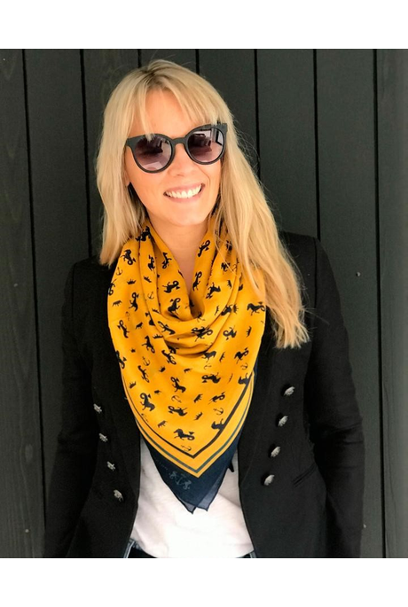 SHAW SCARF (MUSTARD/NAVY)