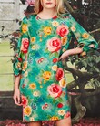 DON'T GET ME TWISTED DRESS (TEAL FLORAL)