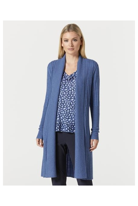 MERINO LONG WRAP CARDIGAN (CORNFLOWER)