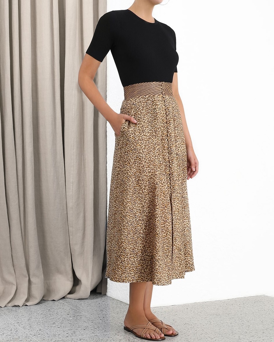 zimmermann leopard print skirt