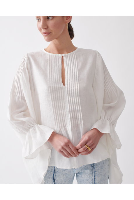 ORIEN LINEN SMOCK TOP (IVORY)