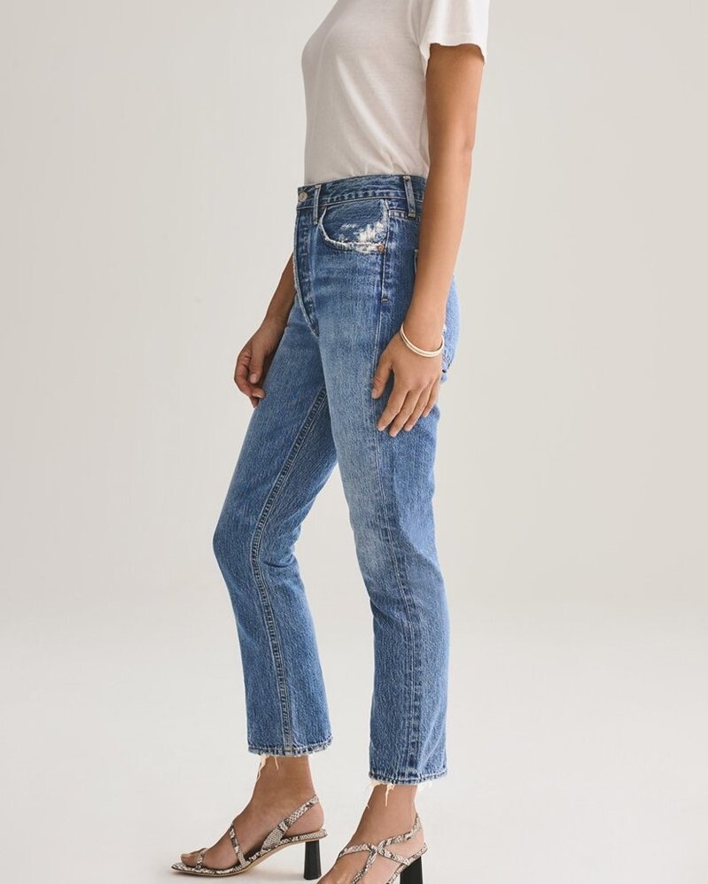 Agolde riley high rise store straight crop jeans doubt