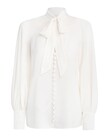 SILK TIE NECK BLOUSE (PEARL)