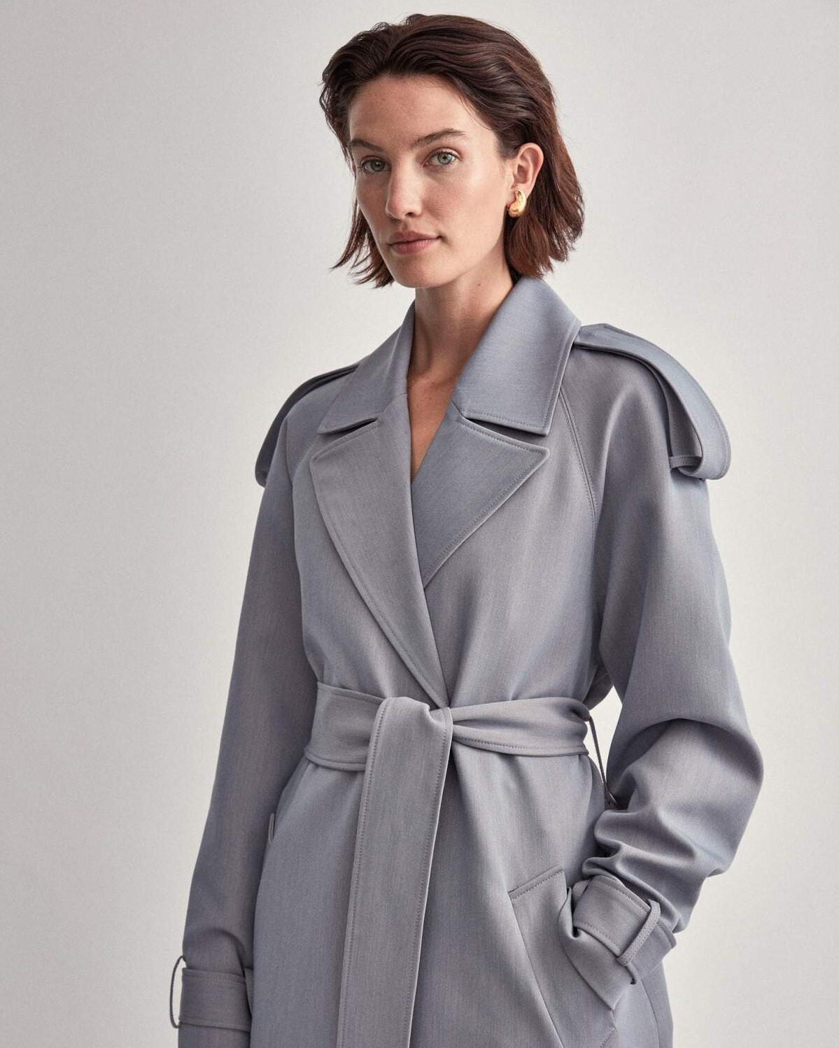 Light grey trench 2025 coat womens