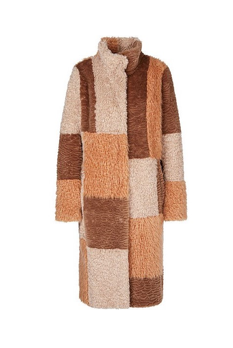 FLEECY PATCHWORK COAT (APRICOT BEIGE)- MARC CAIN AUTUMN WINTER 21 ...