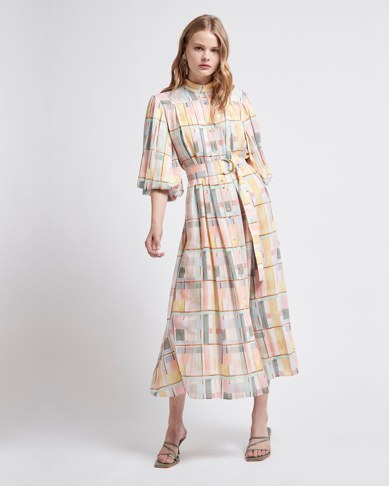 gwenii belted midi dress