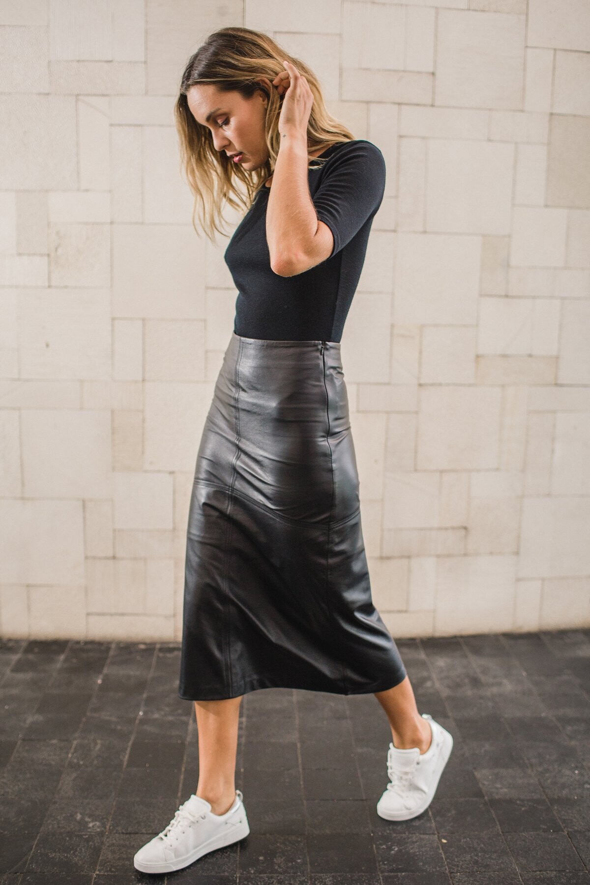 Black leather skirt outlet nz