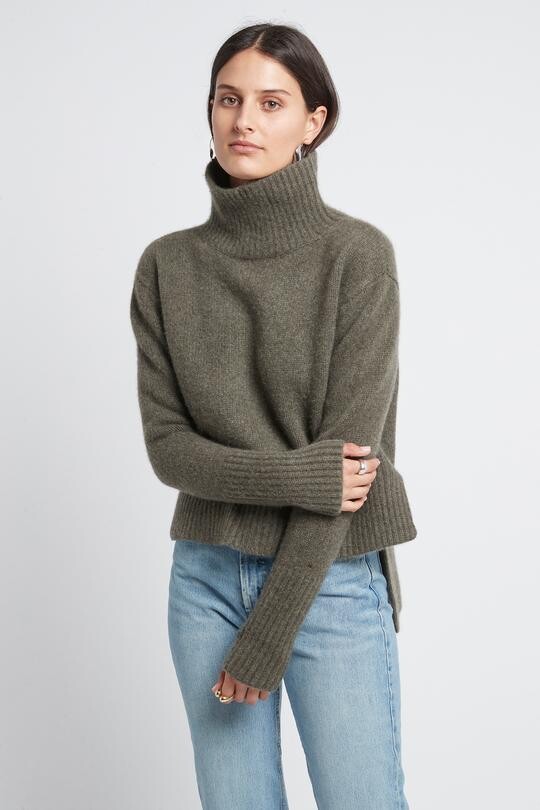 EMMA CASHMERE JUMPER KHAKI H BRAND WINTER 21 Boxing Day Sale