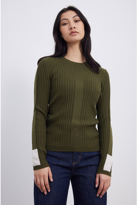 ILLUSION CREW JUMPER (OLIVE/ALABASTER)