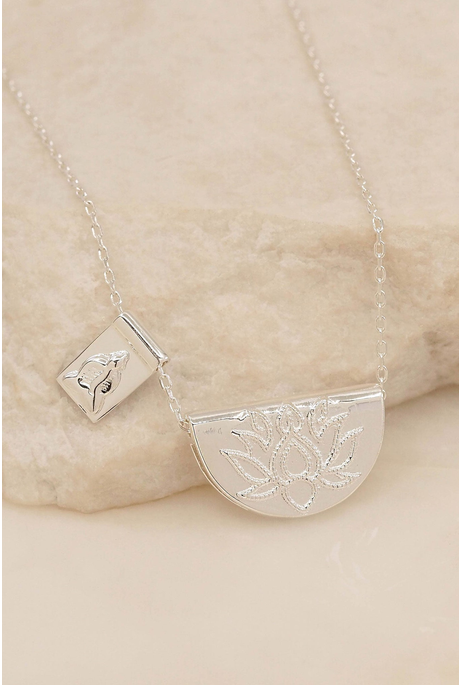 LOTUS AND LITTLE BUDDHA NECKLACE (STERLING SILVER)