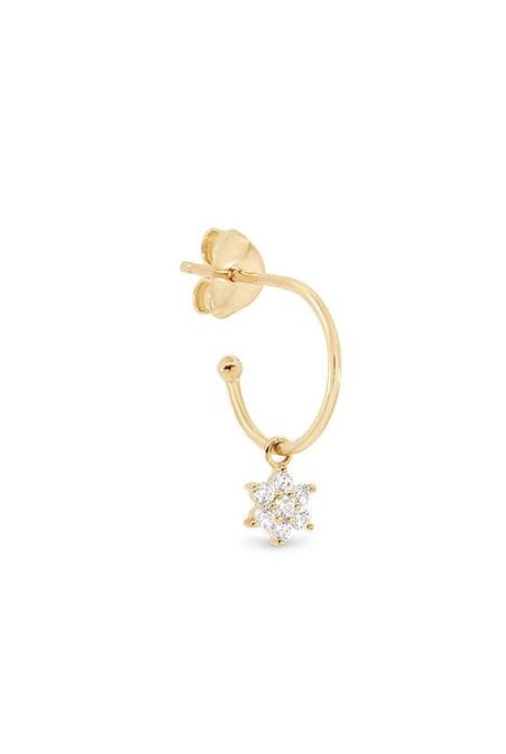 CRYSTAL LOTUS FLOWER HOOP EARRINGS (14K SOLID GOLD)