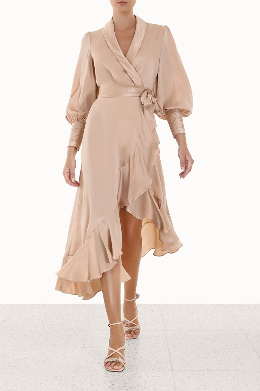 Silk Wrap Midi Dress (Creme) by Zimmermann | Lynn Woods