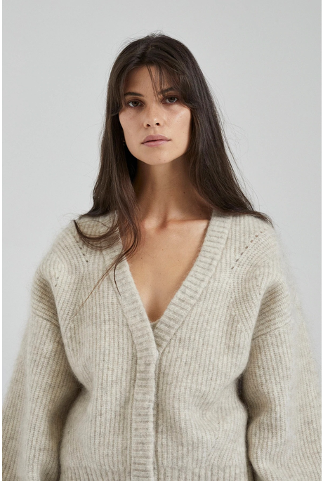 THE AGNES MOHAIR BLEND CARDIGAN (OATMEAL MARLE