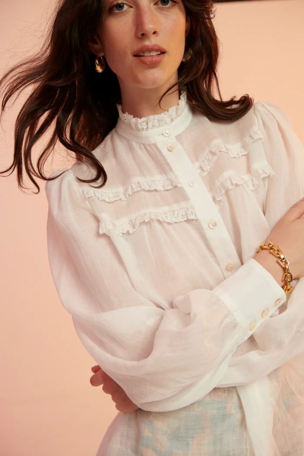 DAHLIA LACE BLOUSE (IVORY)- KATE FORD SPRING 22 Boxing Day Sale