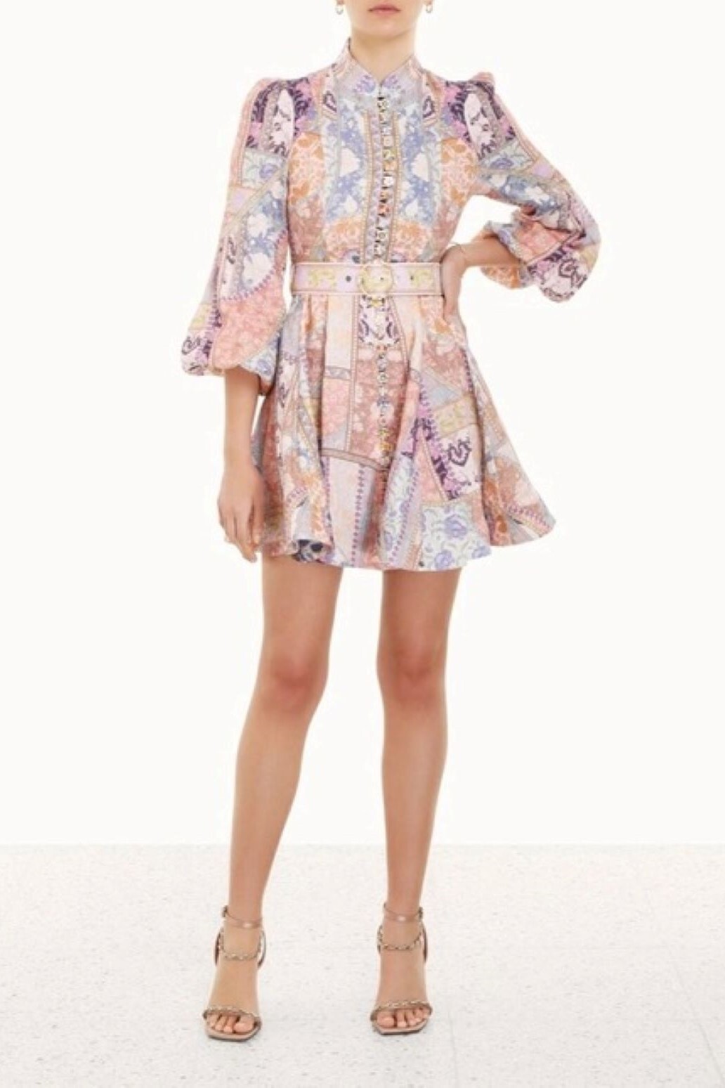 KALEIDOSCOPE BUTTONED MINI DRESS (MULTI SWIRL)- ZIMMERMANN SPRING 22 Boxing  Day Sale