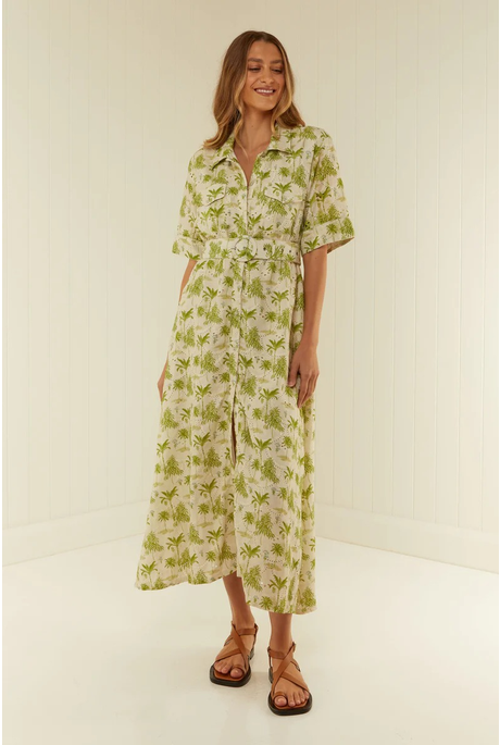 SOUVENIR DRESS (GREEN PALMS)