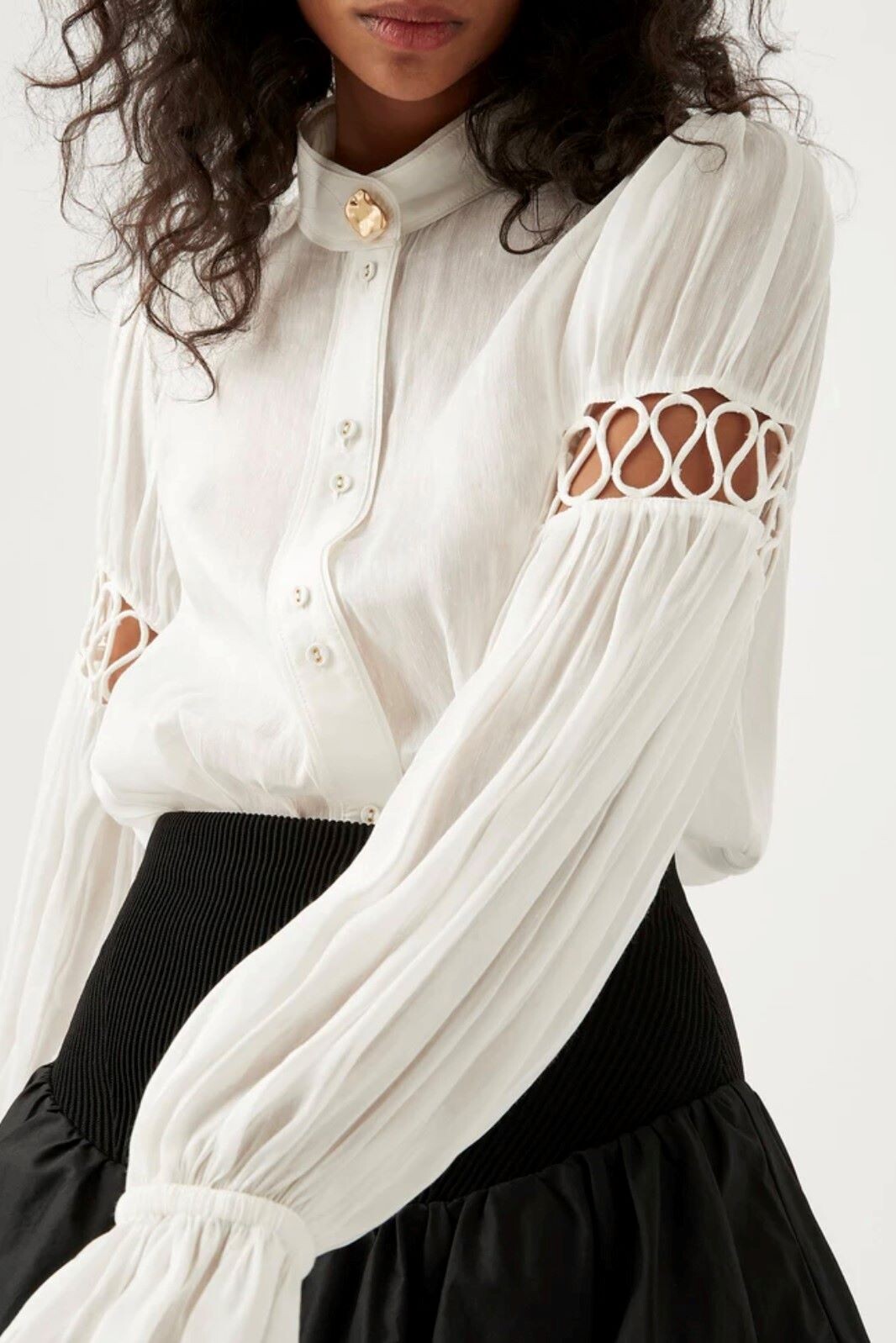 AUGUSTE FRILL CUFF BLOUSE (IVORY)- AJE. SUMMER 23 Boxing Day Sale
