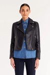 SMITH LEATHER BIKER JACKET (NAVY)