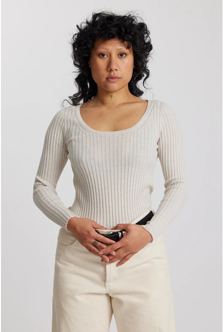 MERINO SCOOP NECK TOP (ALABASTER)