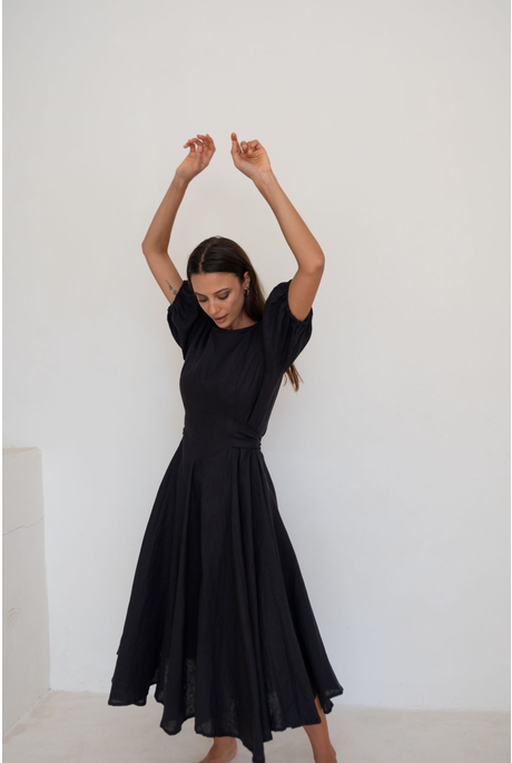 COCO DRESS (BLACK LINEN)