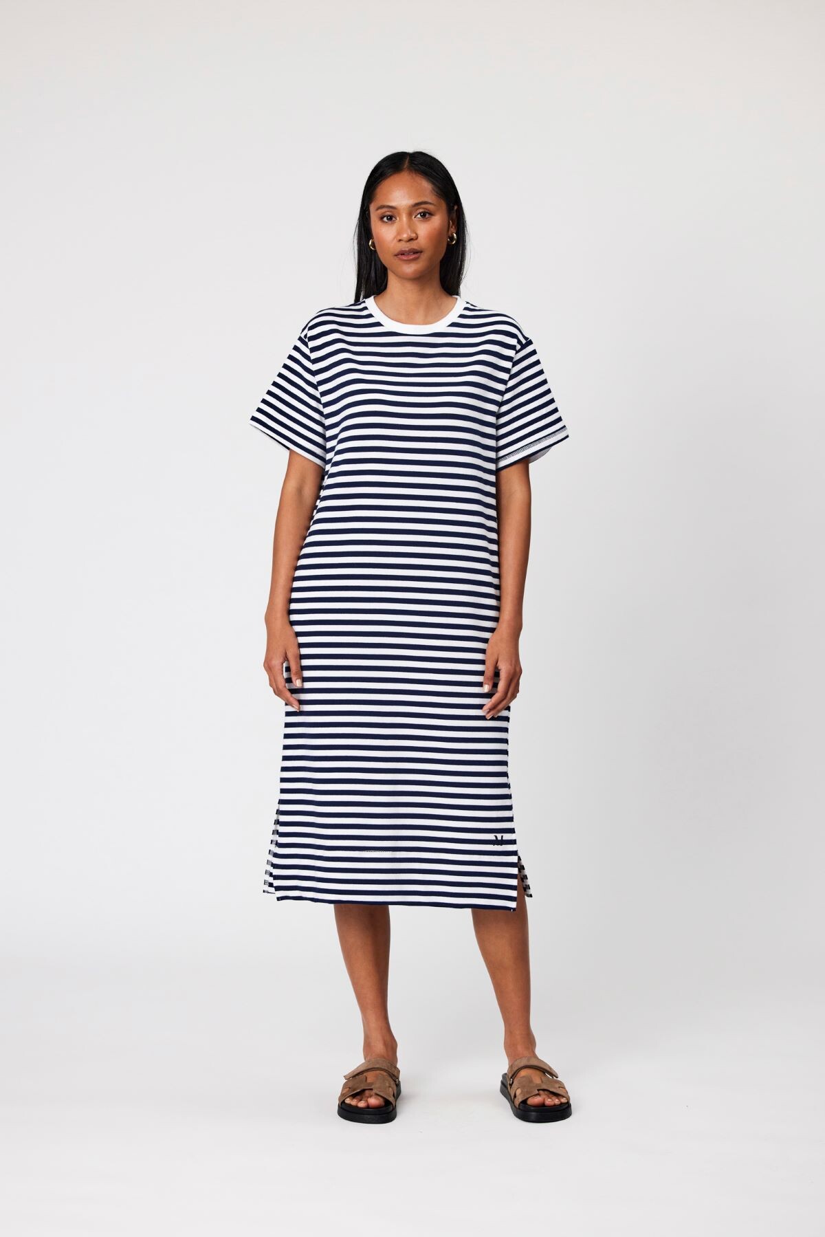 Navy striped midi top dress