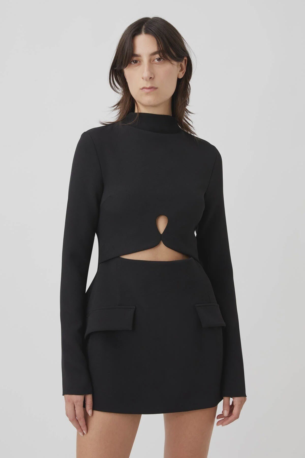 IIONA LONG SLEEVE MINI DRESS (BLACK)- CAMILLA AND MARC SPRING 23