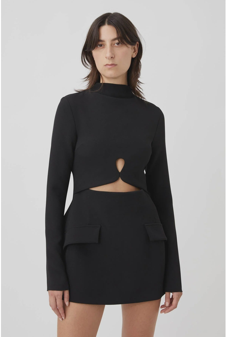 IIONA LONG SLEEVE MINI DRESS (BLACK)- CAMILLA AND MARC SPRING 23