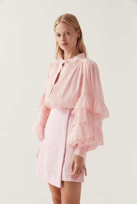 Soft Pink Ruffle Blouse with Skirt – adaaraofficial