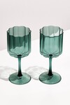 WAVE WINE GLASS / SET OF TWO (TEAL)
