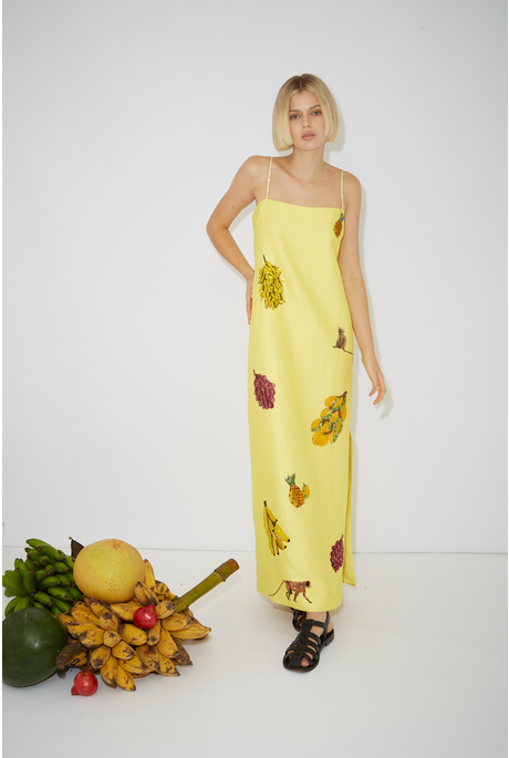 DIAMOND DANCER MIDI DRESS (YELLOW)