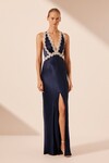 CAMILLE CROSS BACK MAXI DRESS (DEEP MIDNIGHT/IVORY)