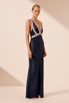 CAMILLE CROSS BACK MAXI DRESS (DEEP MIDNIGHT/IVORY)