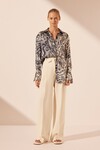 ANTHEA SILK RELAXED SHIRT (DEEP NAVY/IVORY)