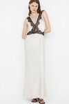 ALLEGRA LACE TRIM DRESS (SAND/BLACK)