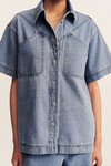 STELLA SHORT SLEEVE SHIRT (MID BLUE)