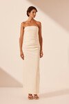 LANI STRAPLESS DRAPED MAXI DRESS (RICE)