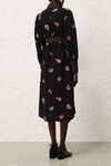 PUSSYBOW MIDI DRESS (BLACK FLORAL)