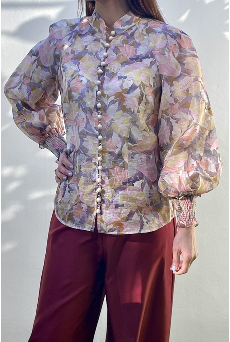 ILLUSTRATION BUTTONED BLOUSE (SORBETTO EDEN)