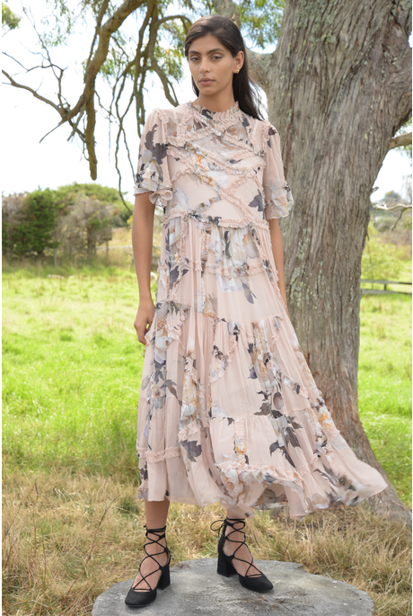 FRILL THERE WAS YOU DRESS (BLUSH FLORAL)