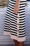 SPLIT KNIT FIT DRESS (NAVY IVORY STRIPE)