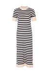 SPLIT KNIT FIT DRESS (NAVY IVORY STRIPE)