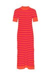 SPLIT KNIT FIT DRESS (RED PINK STRIPE)