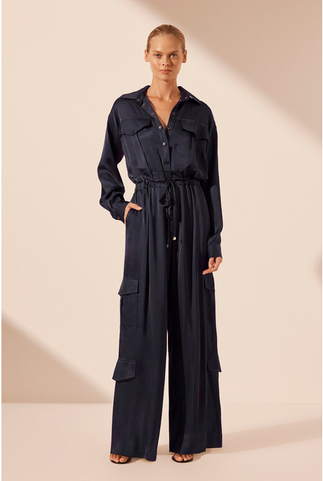 SHAE DRAWSTRING UTILITY JUMPSUIT (AEGEAN BLUE)