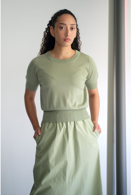 MERINO HIGH RIB T-SHIRT (CELADON)