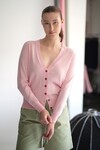 MERINO V NECK CARDIGAN (LYCHEE)